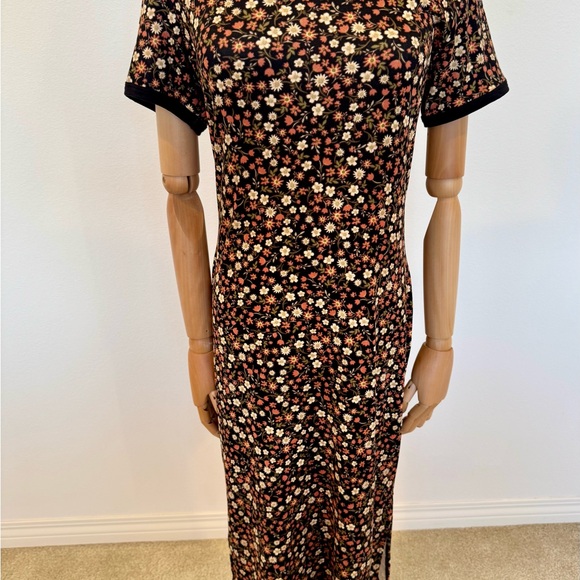 Brown Black Flower Midi Dress - Picture 3 of 16